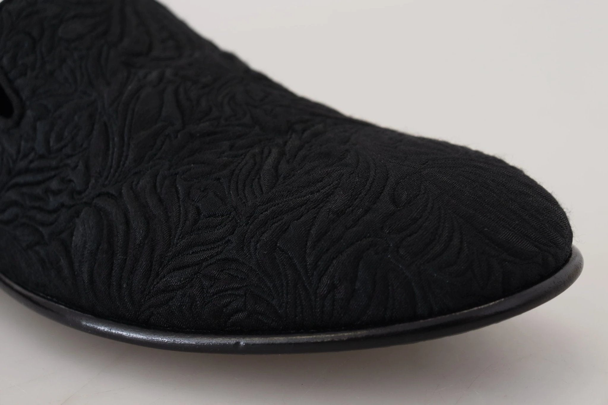 Dolce & Gabbana Black Floral Jacquard Slippers Loafers Shoes by Dolce & Gabbana