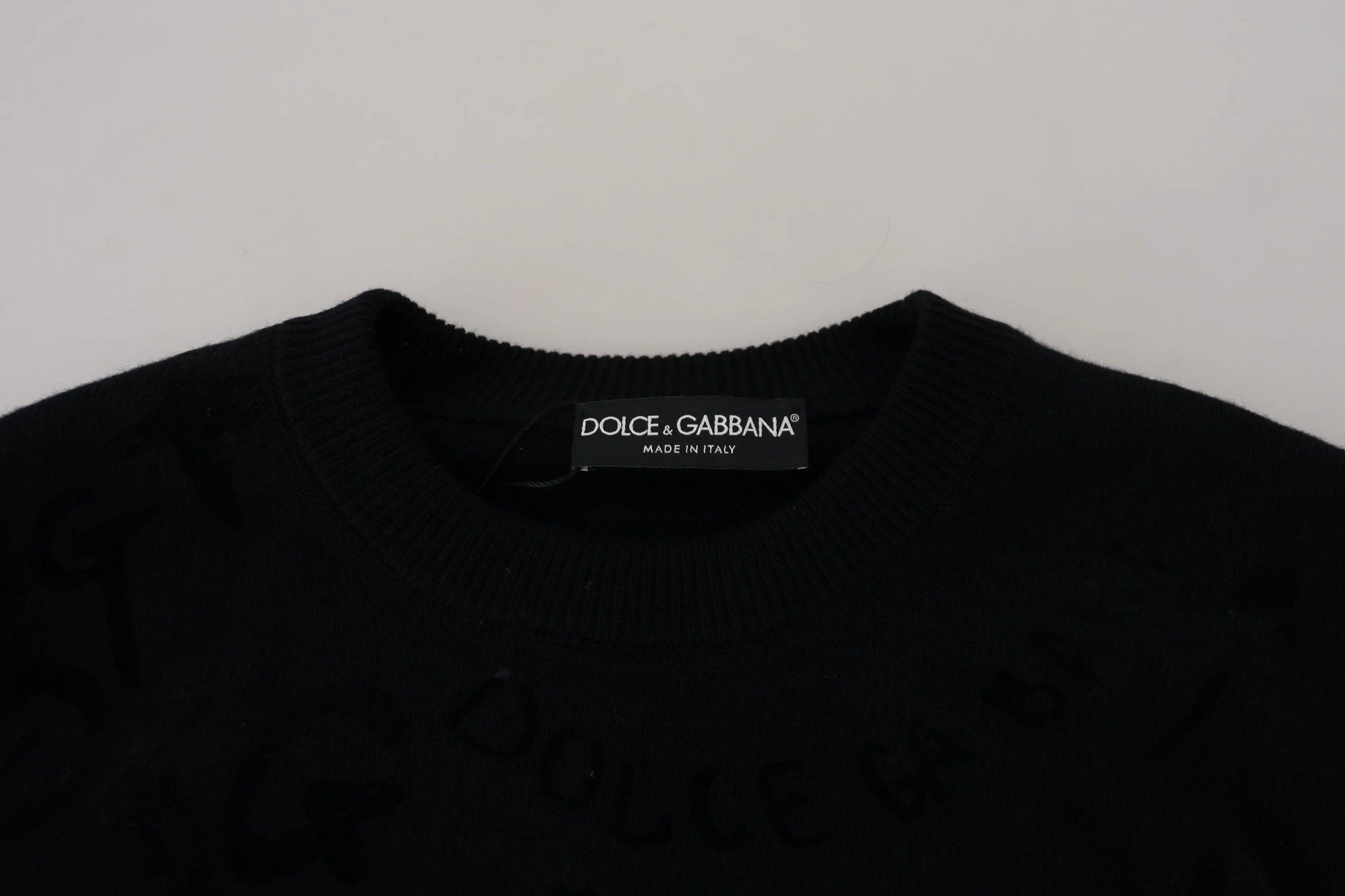 Dolce & Gabbana Black Wool Logo Pattern Crewneck Pullover Sweater by Dolce & Gabbana