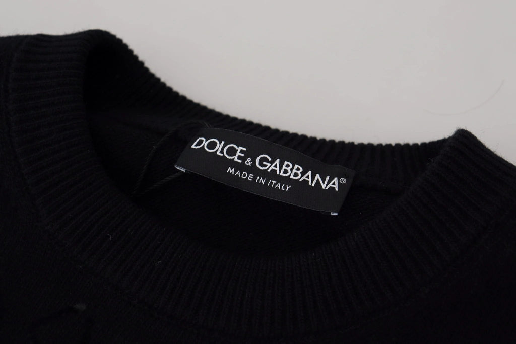 Dolce & Gabbana Black Wool Logo Pattern Crewneck Pullover Sweater by Dolce & Gabbana