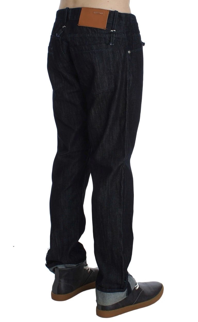 Jean Acht Blue Cotton coupe droite régulière