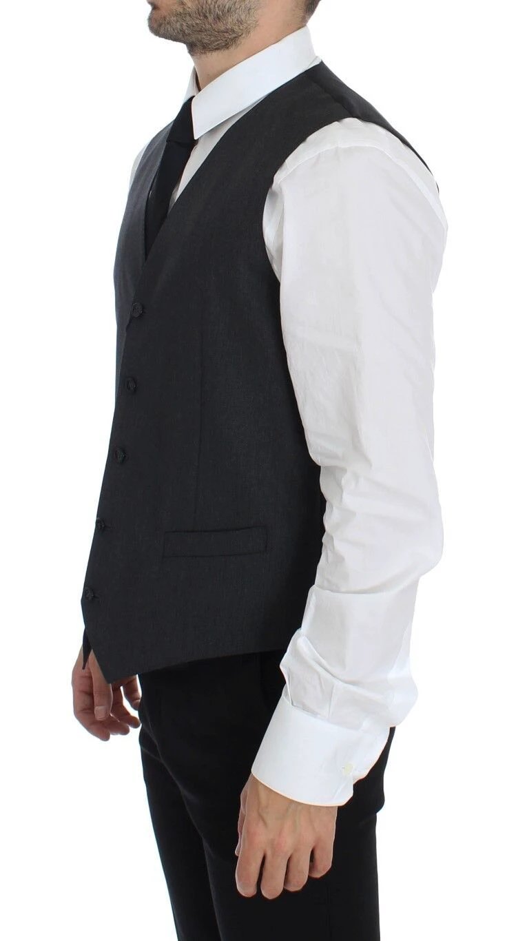 Dolce & Gabbana Gray Wool Formal Dress Vest Gilet Weste by Dolce & Gabbana