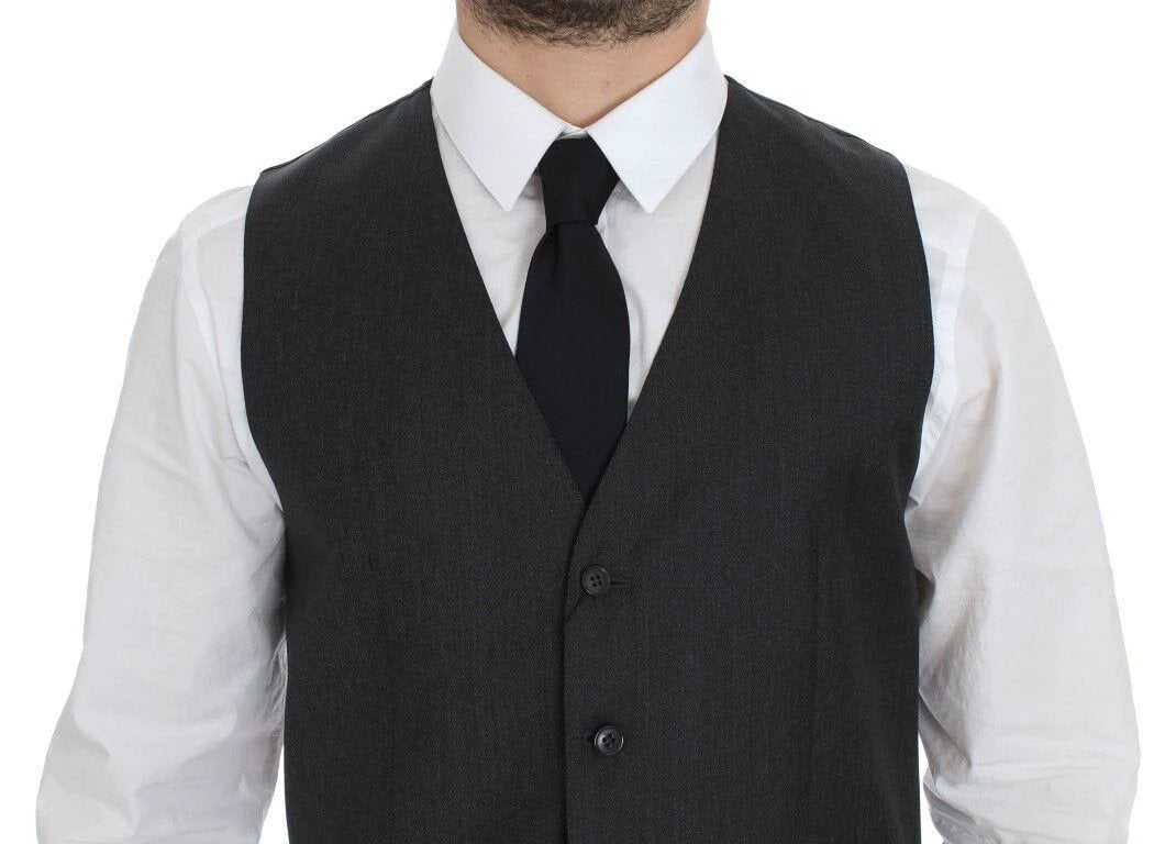 Dolce & Gabbana Gray Wool Formal Dress Vest Gilet Weste by Dolce & Gabbana
