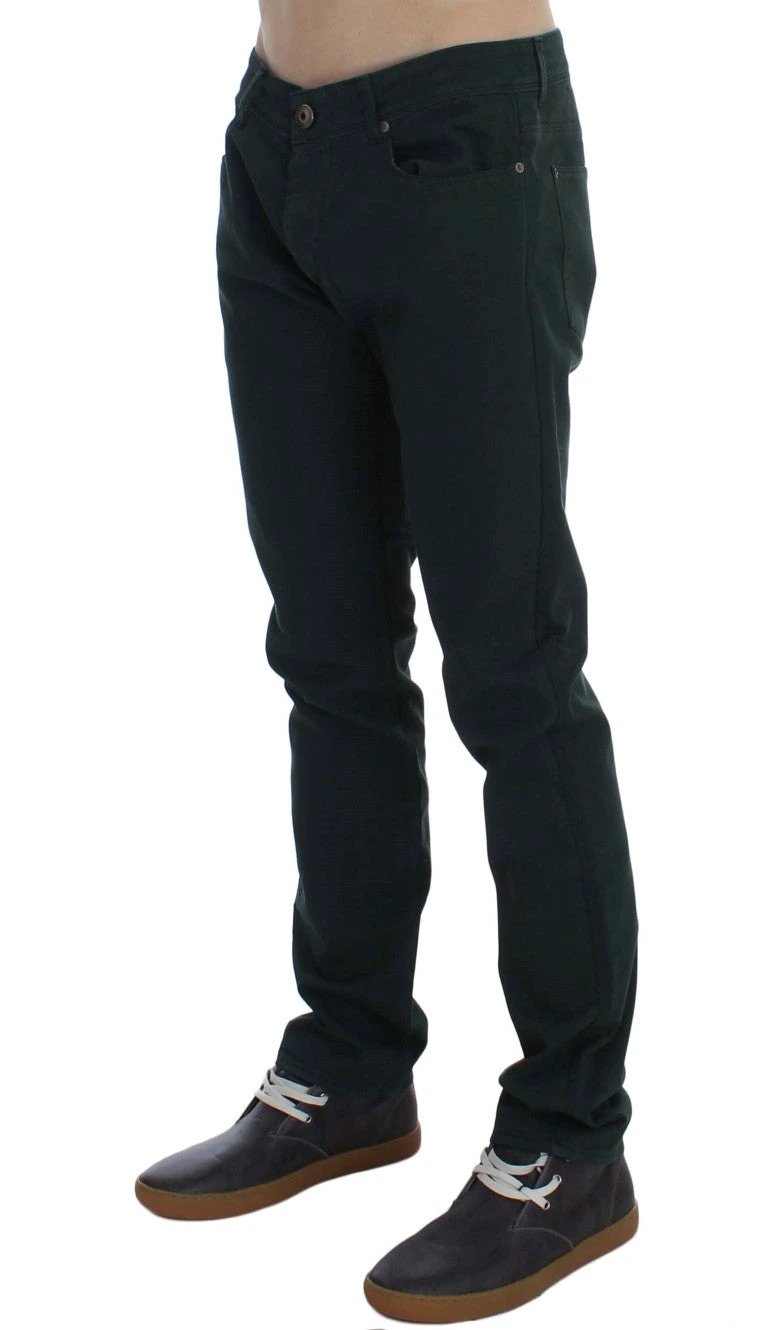 Ermanno Scervino Green Cotton Denim Stretch Straight Fit Jeans by Ermanno Scervino