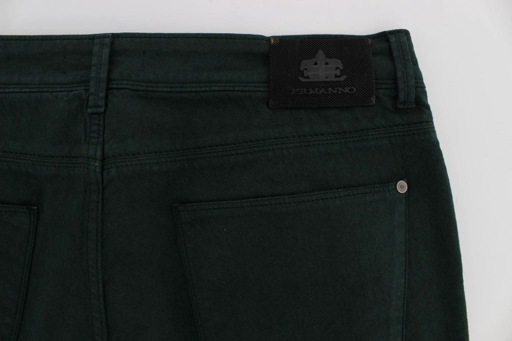 Ermanno Scervino Green Cotton Denim Stretch Straight Fit Jeans by Ermanno Scervino