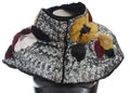Dolce & Gabbana Silver Sequined Floral Weasel Fur Shoulder Scarf Wrap by Dolce & Gabbana