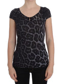 Cavalli Gray Leopard Modal T-Shirt Blouse Top by Cavalli