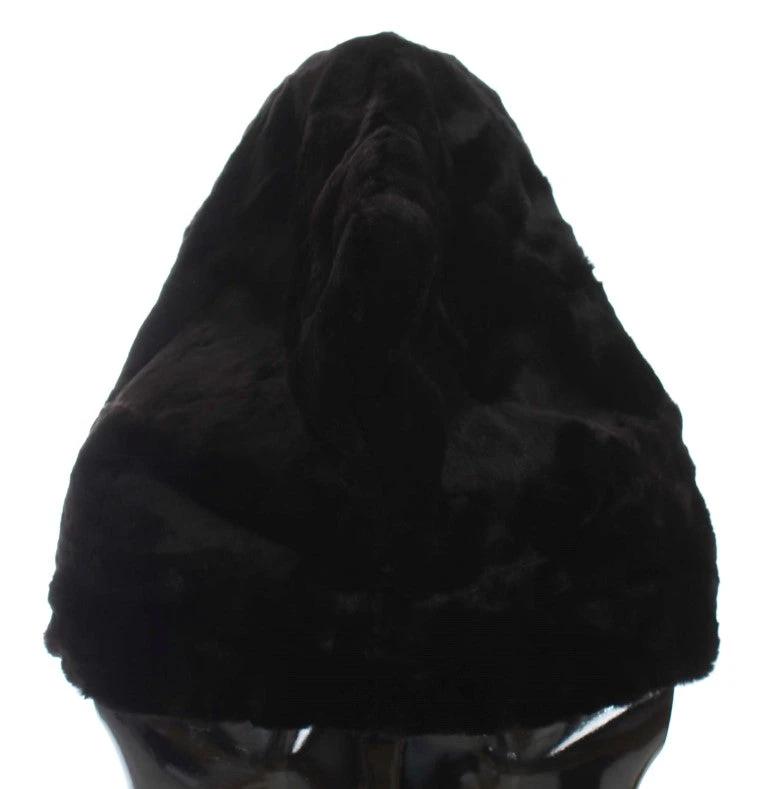 Dolce & Gabbana Black Weasel Fur Crochet Hood Scarf Hat by Dolce & Gabbana