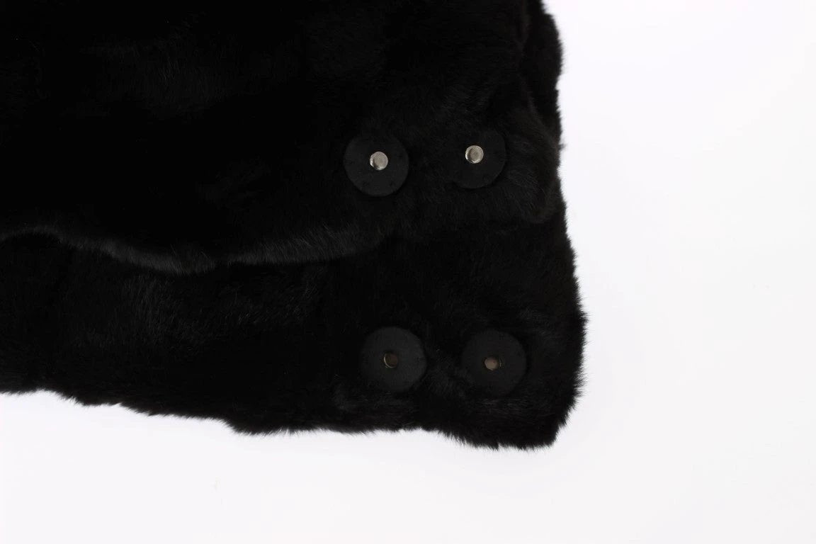 Dolce & Gabbana Black Weasel Fur Crochet Hood Scarf Hat by Dolce & Gabbana