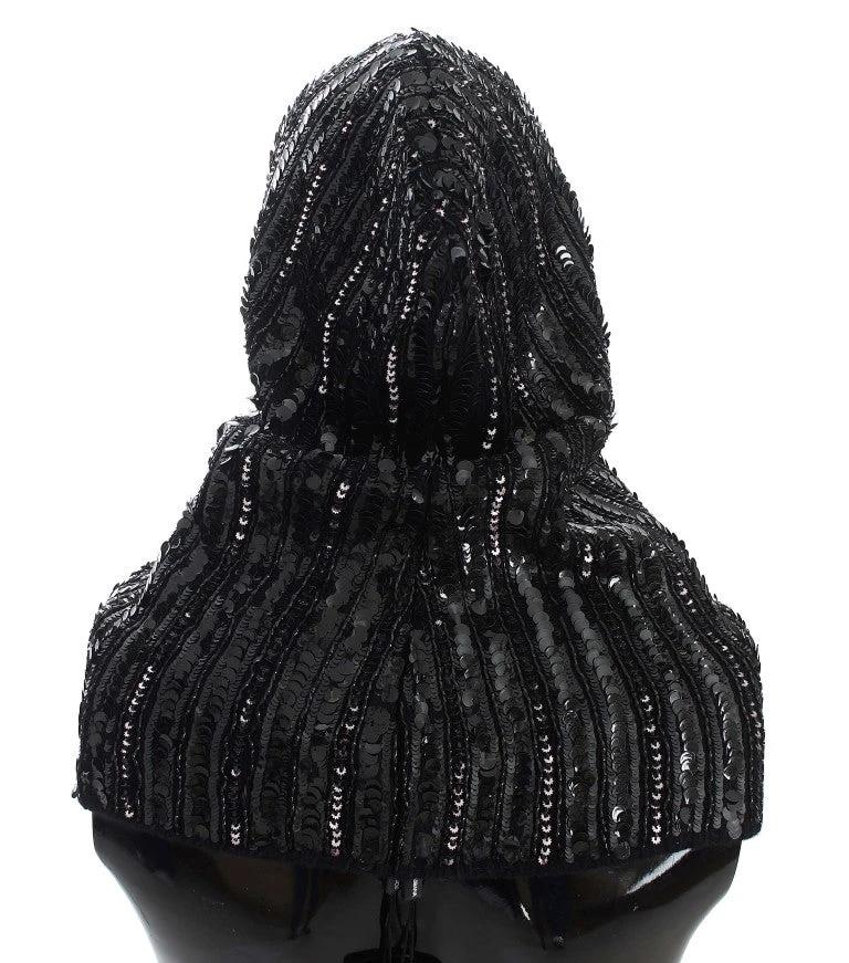 Dolce & Gabbana Black Knitted Sequin Hood Scarf Hat by Dolce & Gabbana