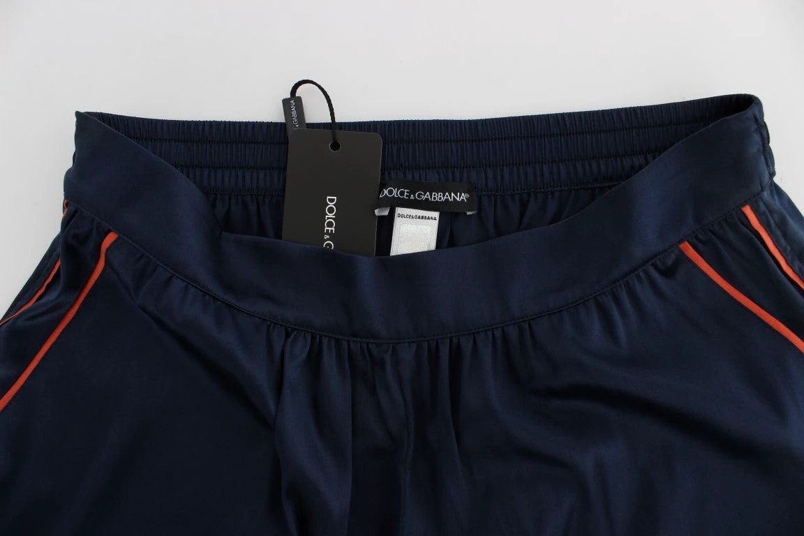 Dolce & Gabbana Blue Silk Stretch Sleepwear Shorts by Dolce & Gabbana