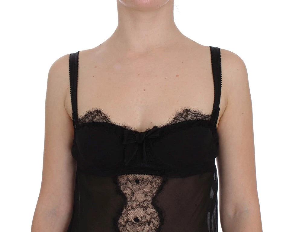 Dolce & Gabbana Black Silk Floral Lace Lingerie Top by Dolce & Gabbana