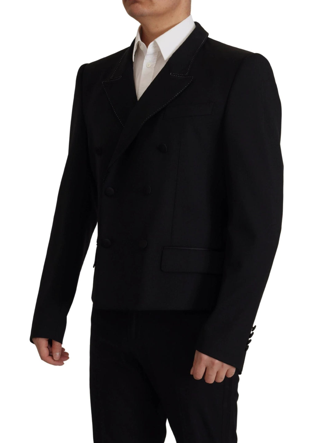 Dolce & Gabbana Black Double Breasted Coat Blazer Jacket by Dolce & Gabbana