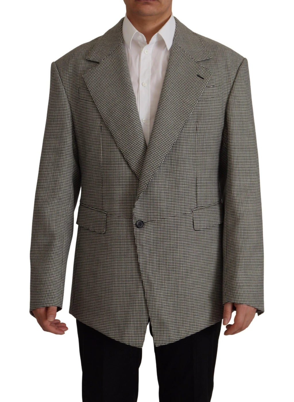 Dolce & Gabbana Gray Checkered Single Breasted Jacket Blazer by Dolce & Gabbana
