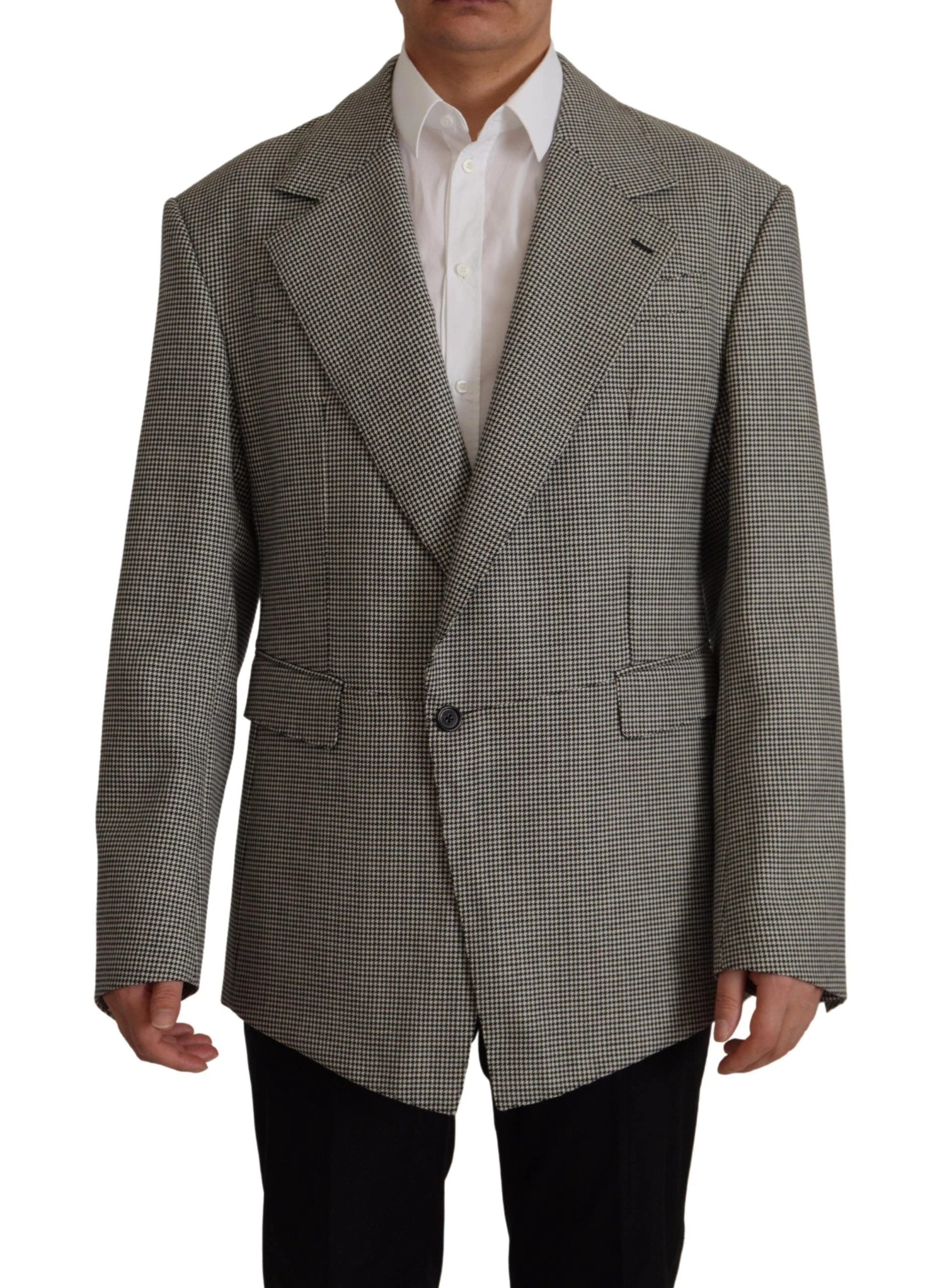 Dolce & Gabbana Gray Checkered Single Breasted Jacket Blazer by Dolce & Gabbana