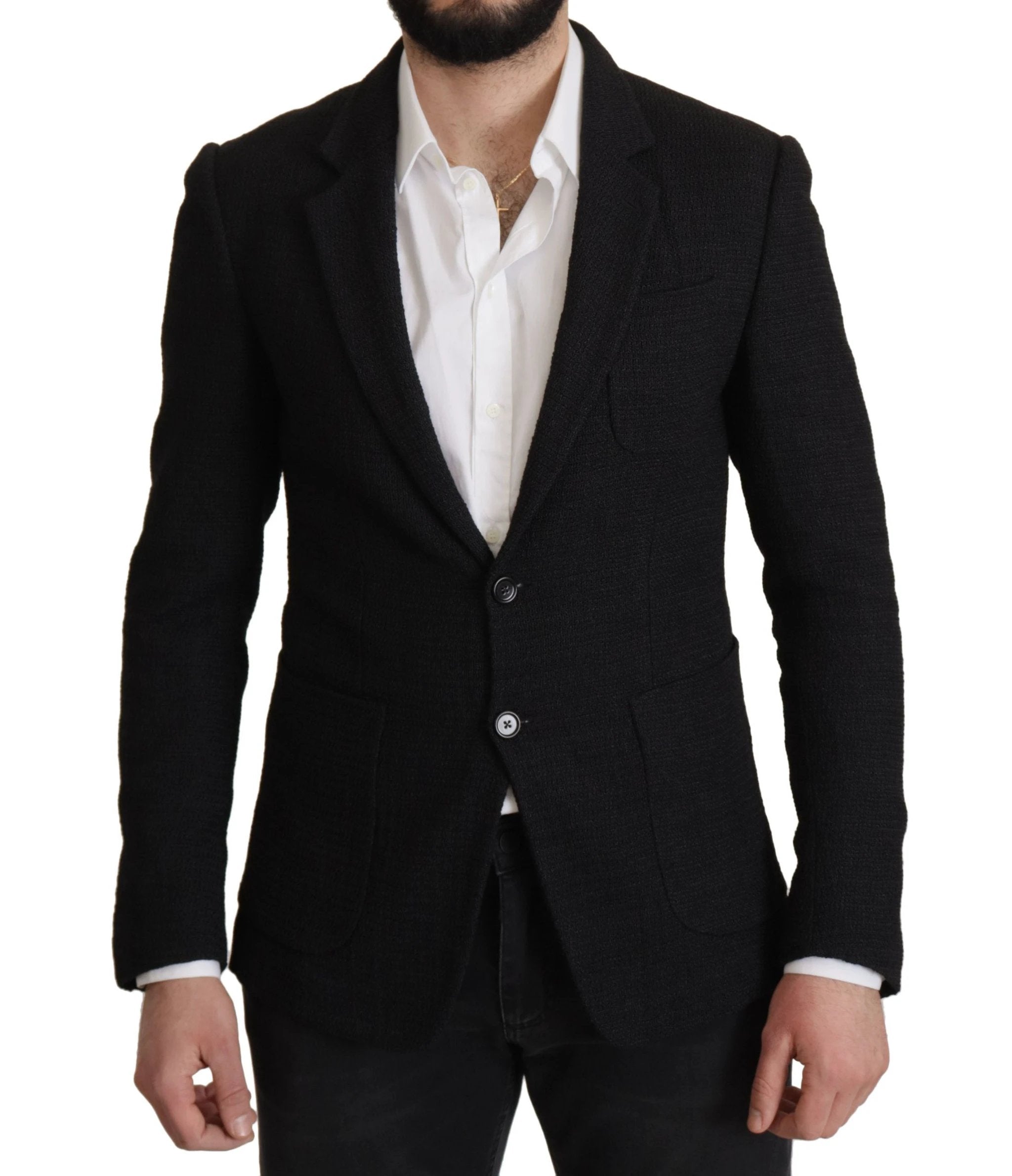 Dolce & Gabbana Black Single Breasted Coat Men Blazer by Dolce & Gabbana