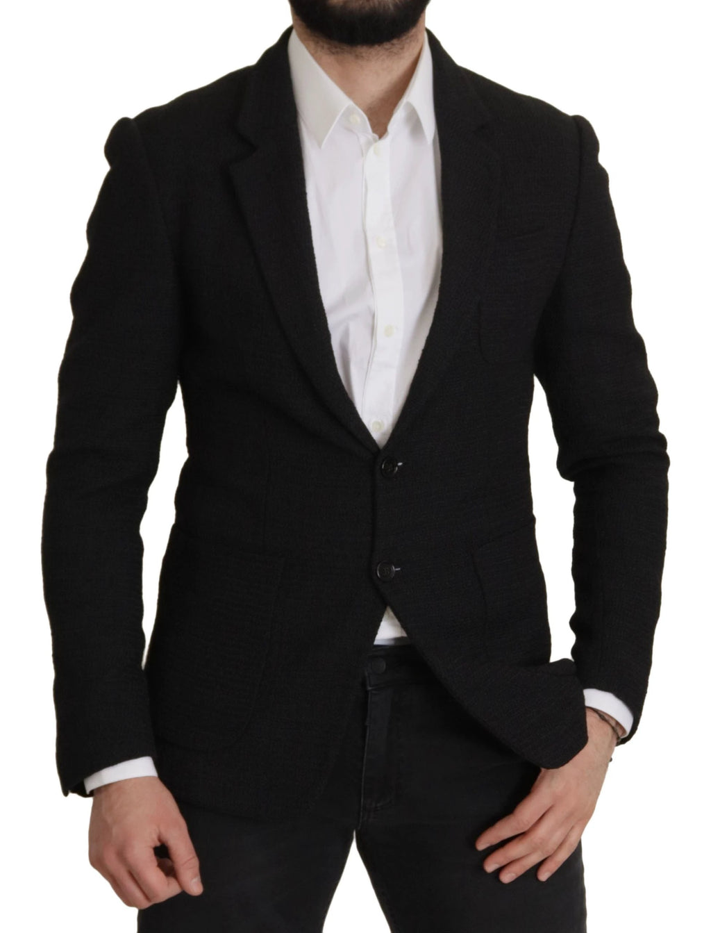 Dolce & Gabbana Black Single Breasted Coat Men Blazer by Dolce & Gabbana
