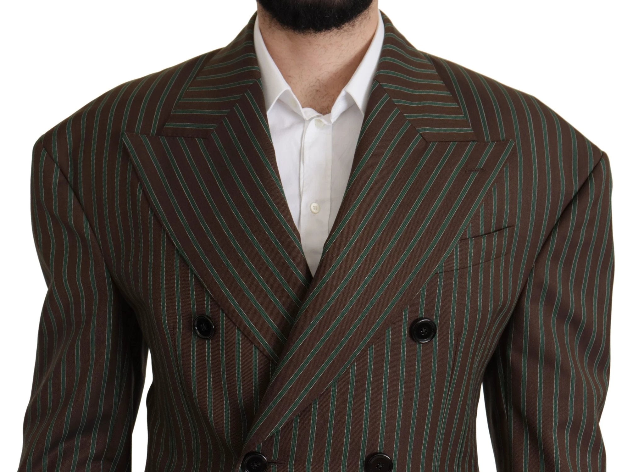 Dolce & Gabbana Multicolor Stripes Double Breasted Blazer by Dolce & Gabbana