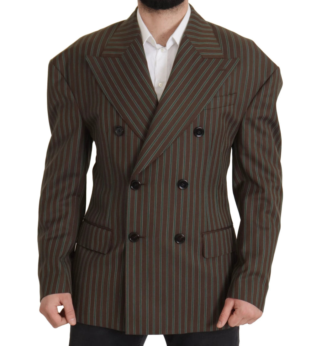 Dolce & Gabbana Multicolor Stripes Double Breasted Blazer by Dolce & Gabbana