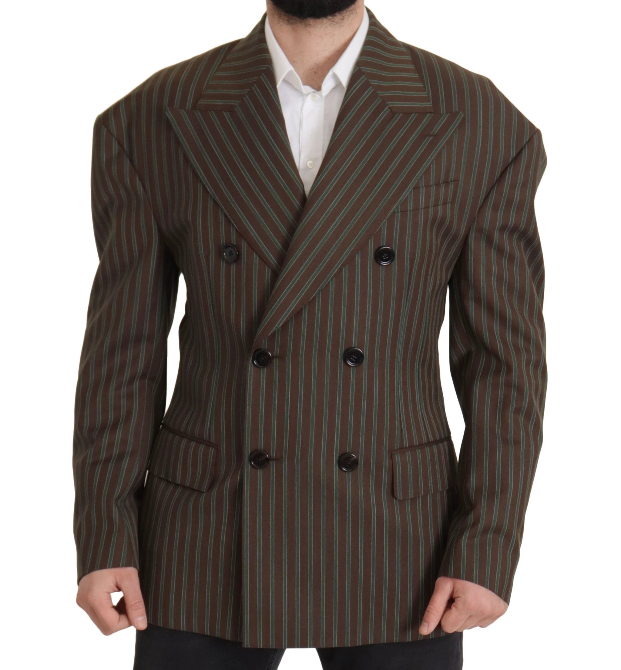 Dolce & Gabbana Multicolor Stripes Double Breasted Blazer by Dolce & Gabbana
