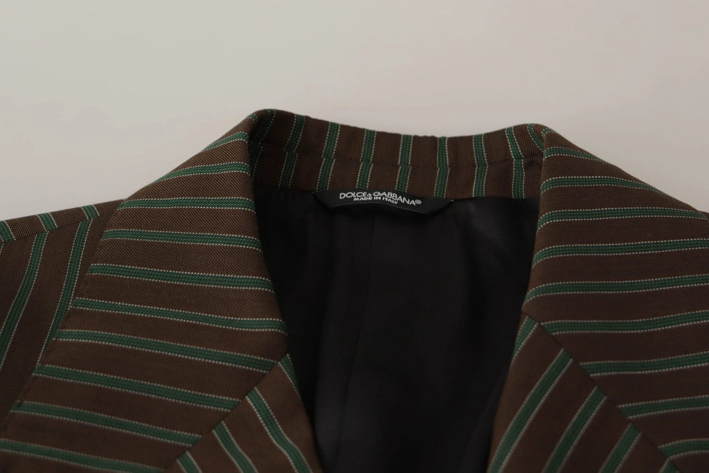 Dolce & Gabbana Multicolor Stripes Double Breasted Blazer by Dolce & Gabbana