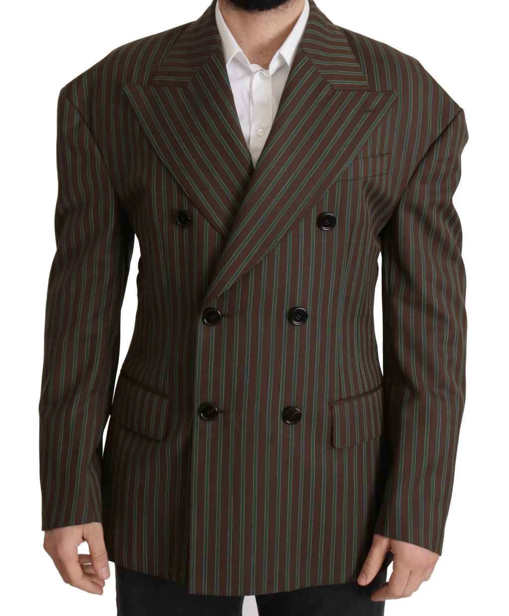 Dolce & Gabbana Multicolor Stripes Double Breasted Blazer by Dolce & Gabbana