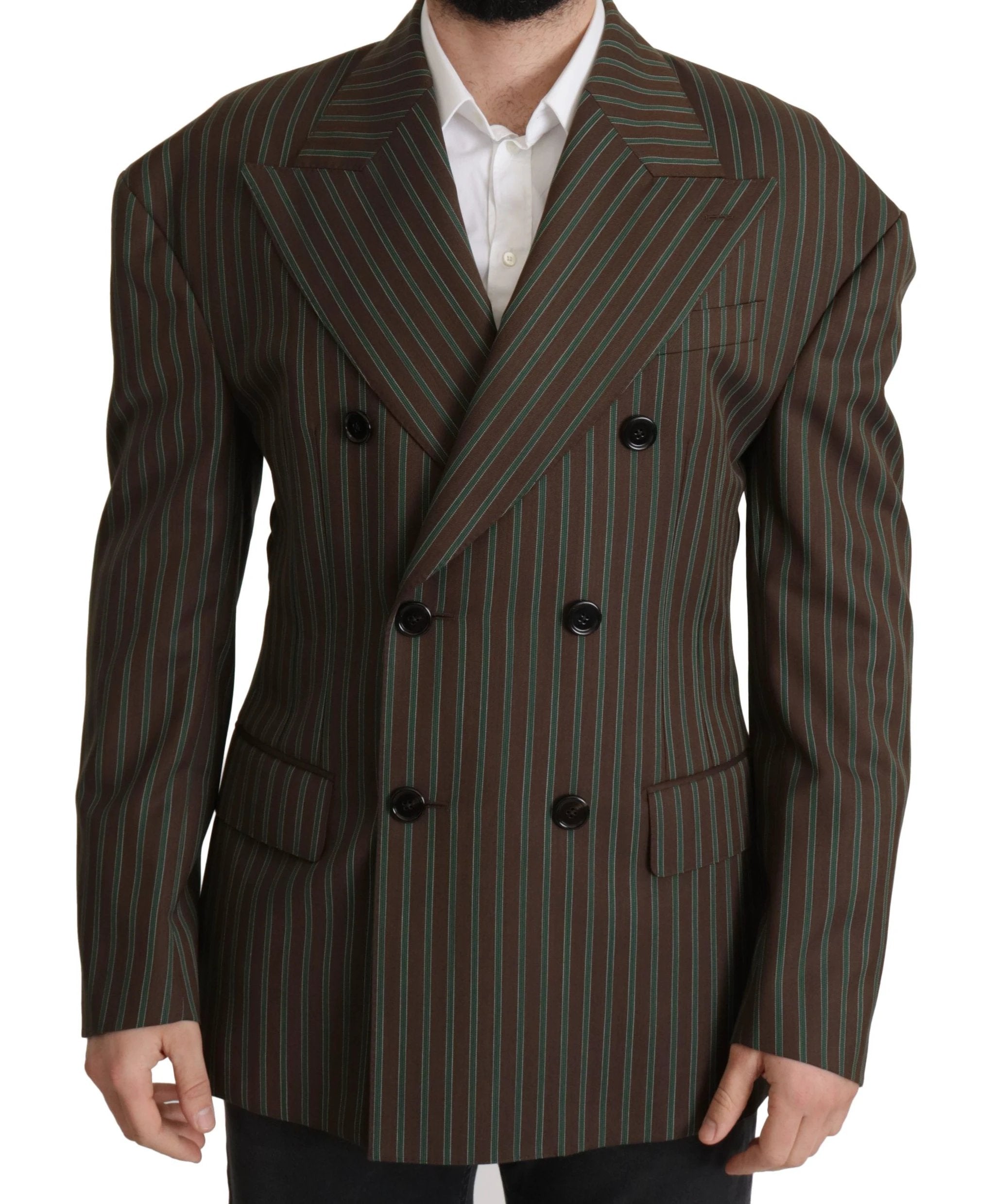 Dolce & Gabbana Multicolor Stripes Double Breasted Blazer by Dolce & Gabbana