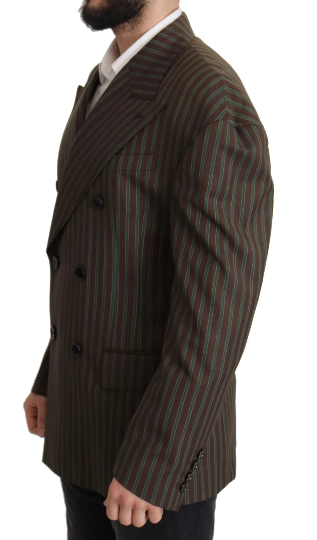 Dolce & Gabbana Multicolor Stripes Double Breasted Blazer by Dolce & Gabbana