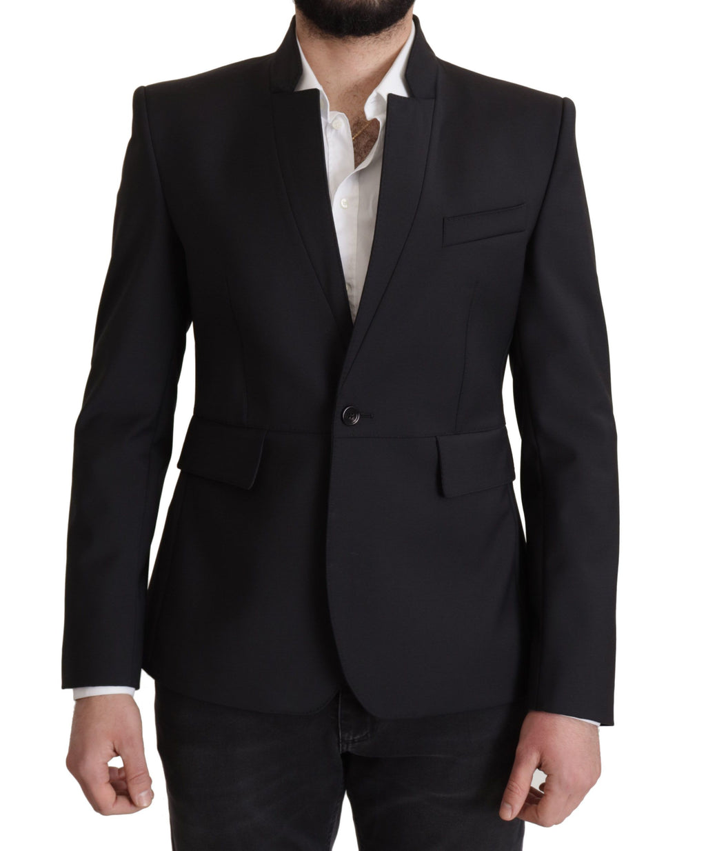 Dolce & Gabbana Black Wool Single Breasted Coat Men Blazer by Dolce & Gabbana