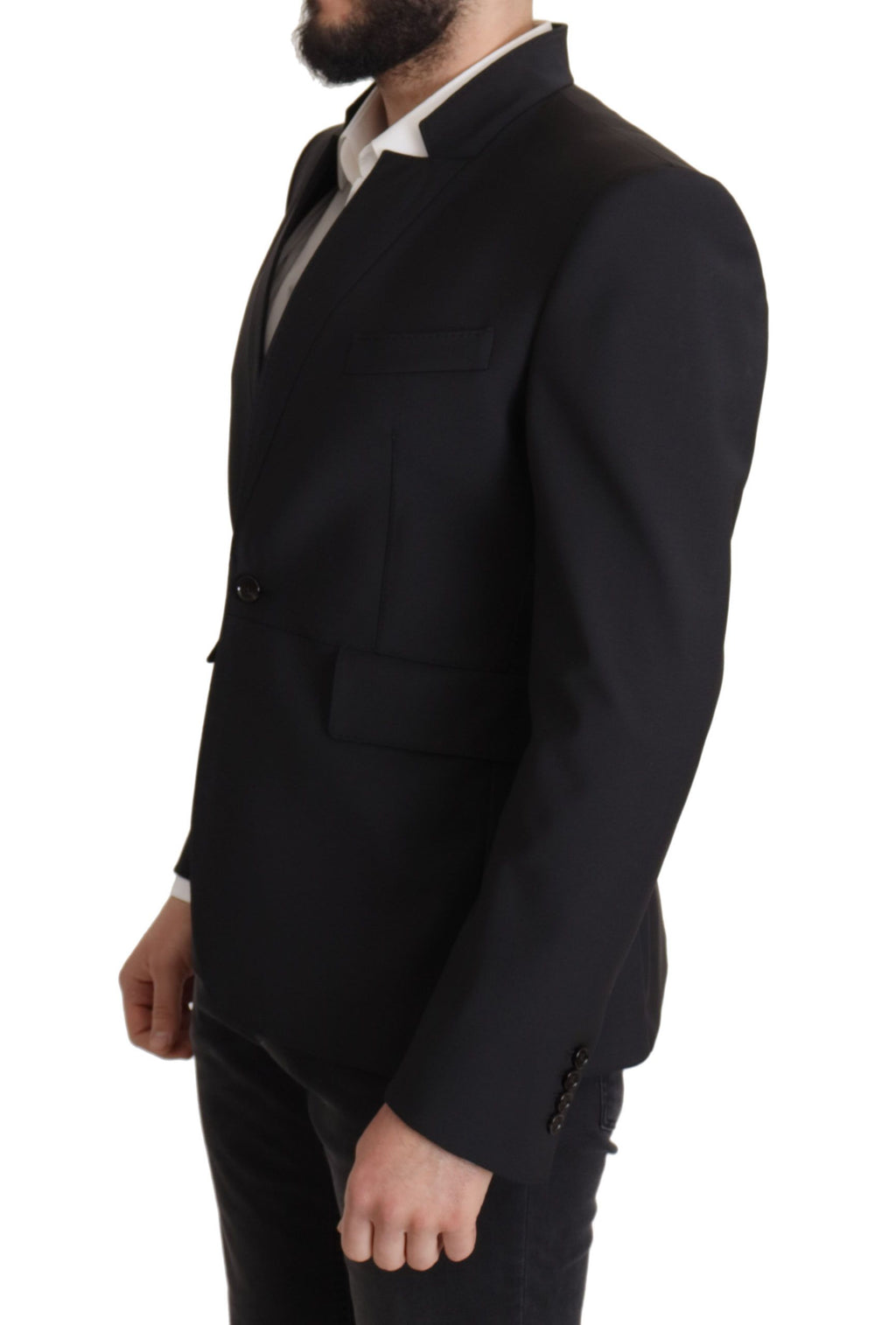 Dolce & Gabbana Black Wool Single Breasted Coat Men Blazer by Dolce & Gabbana