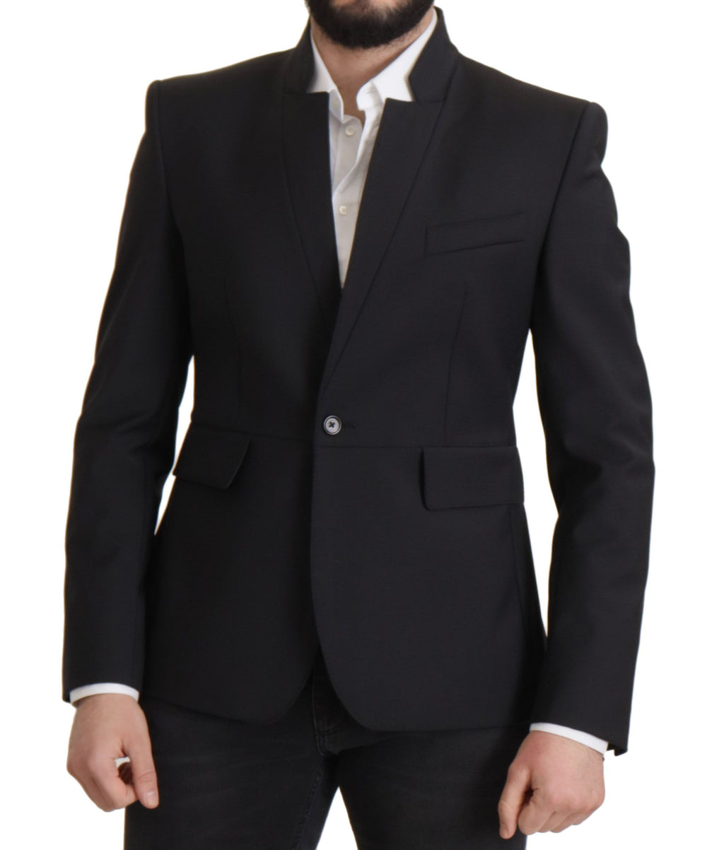 Dolce & Gabbana Black Wool Single Breasted Coat Men Blazer by Dolce & Gabbana