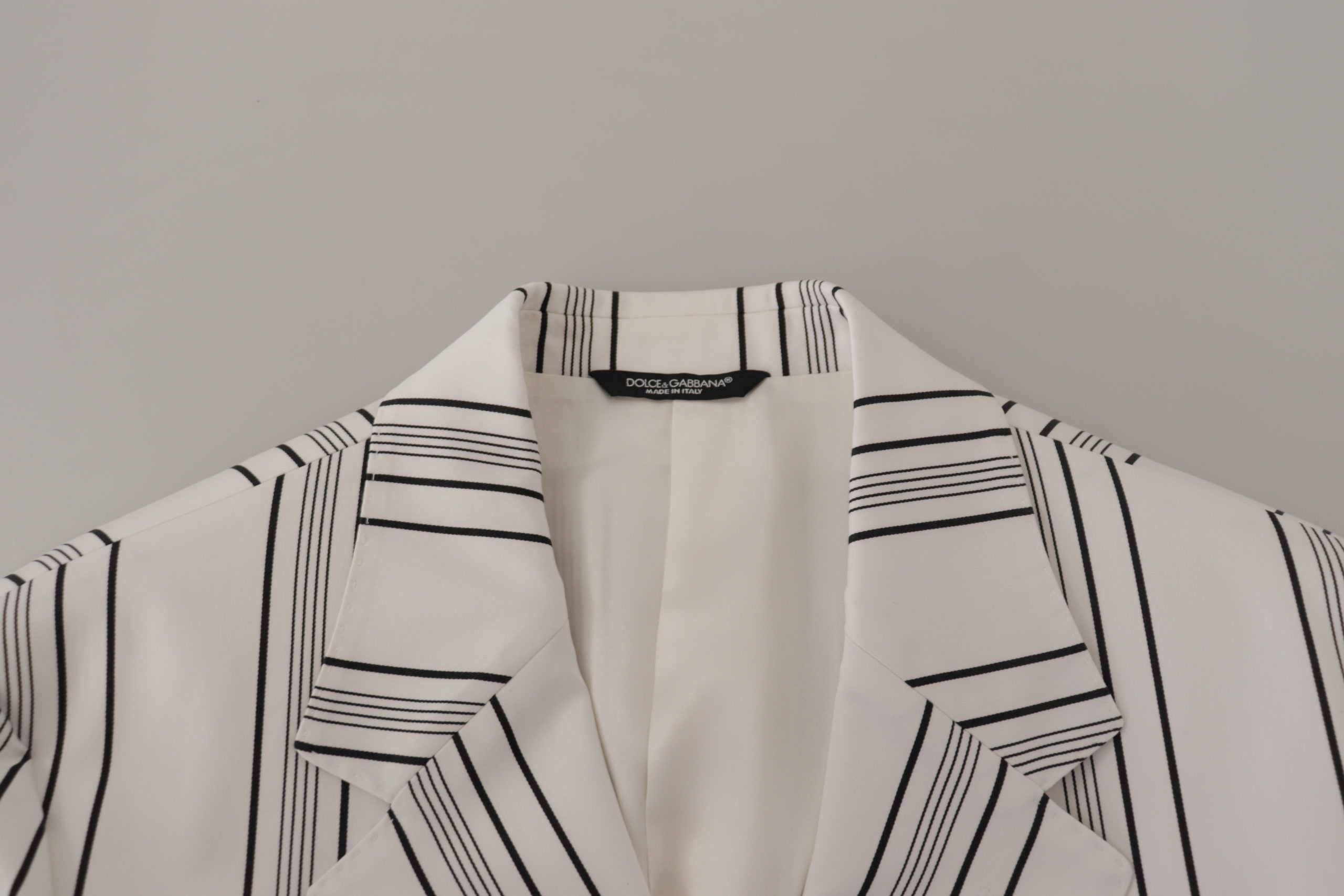 Dolce & Gabbana White Stripes Cotton Single Breasted Blazer by Dolce & Gabbana
