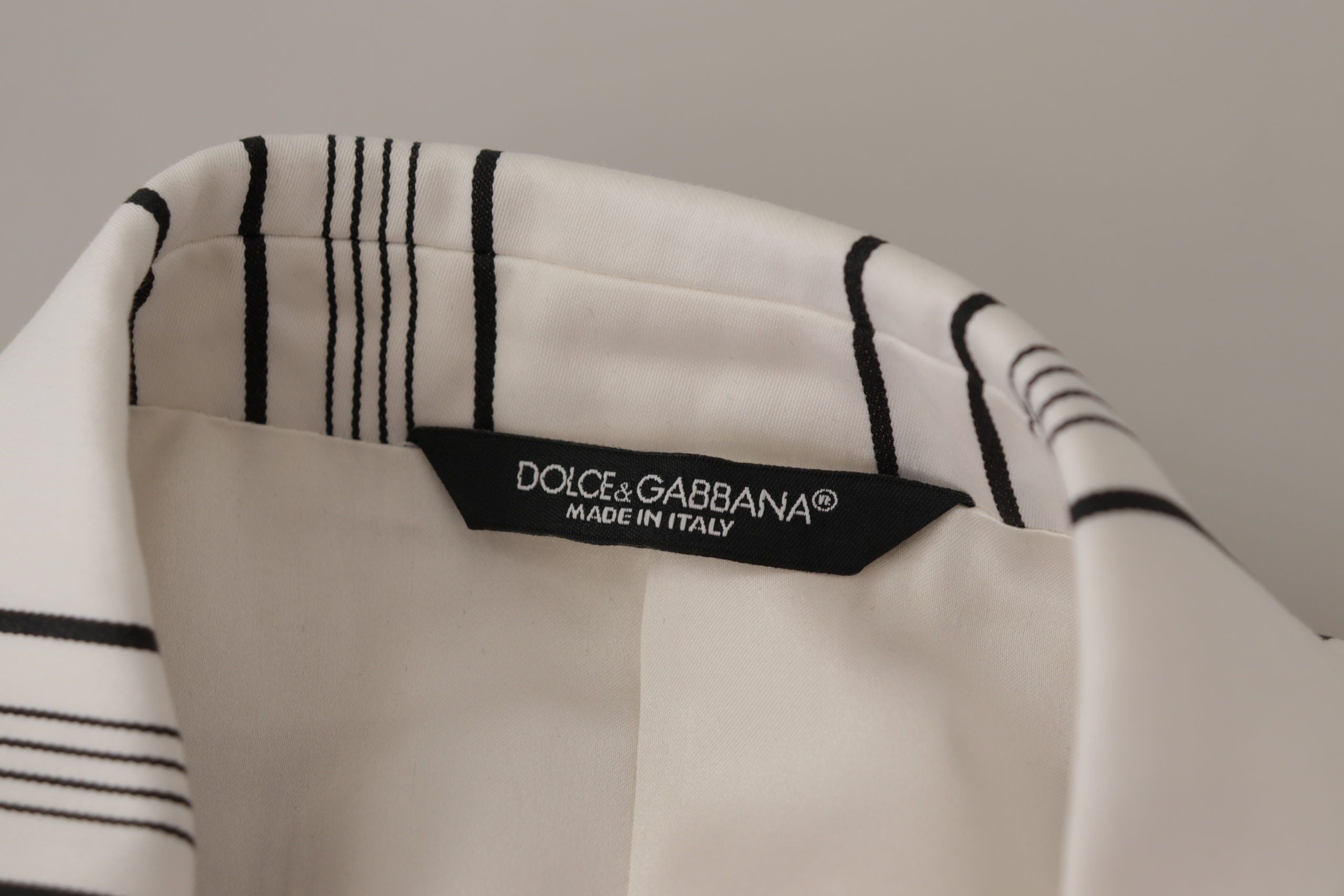 Dolce & Gabbana White Stripes Cotton Single Breasted Blazer by Dolce & Gabbana