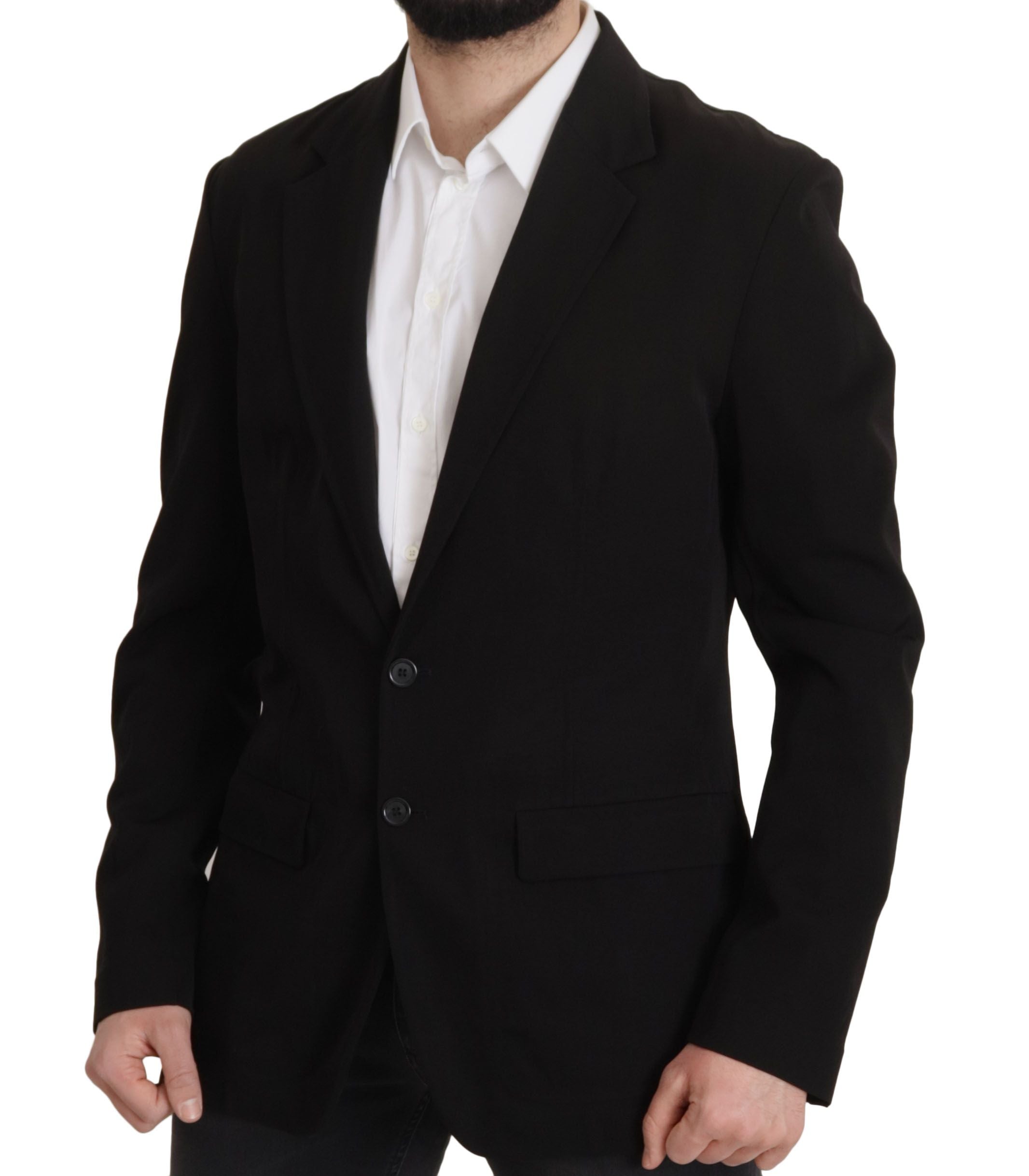 Dolce & Gabbana Black Wool Single Breasted Coat Blazer by Dolce & Gabbana