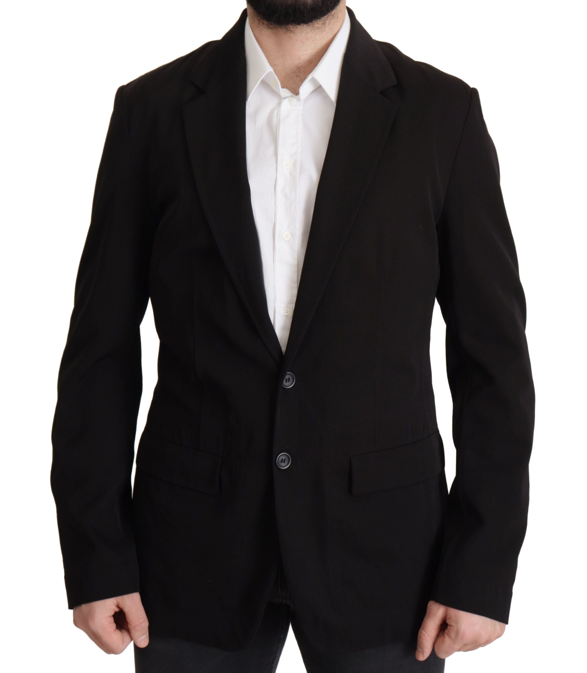 Dolce & Gabbana Black Wool Single Breasted Coat Blazer by Dolce & Gabbana