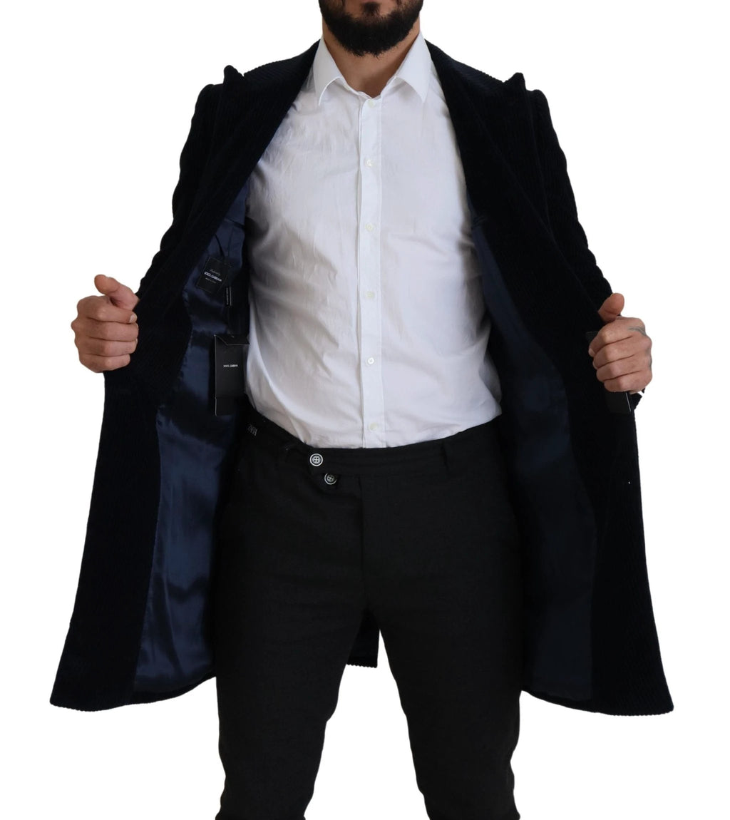 Dolce & Gabbana Black Cotton Cardigan Long Coat Men Jacket by Dolce & Gabbana