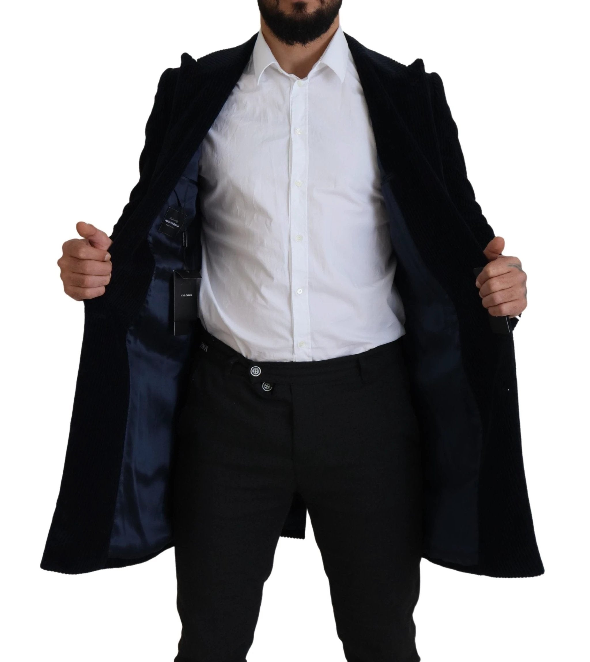 Dolce & Gabbana Black Cotton Cardigan Long Coat Men Jacket by Dolce & Gabbana