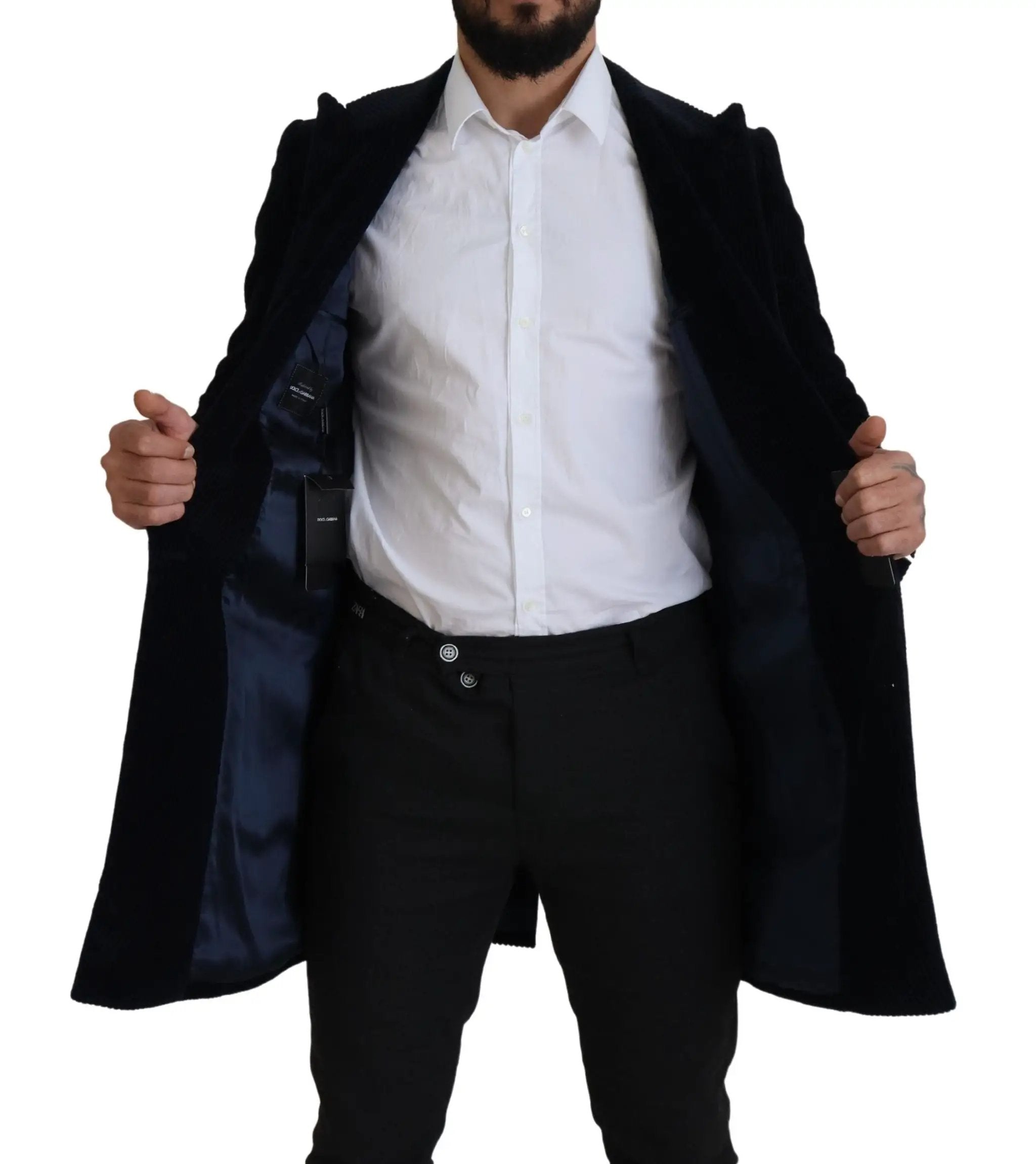 Dolce & Gabbana Black Cotton Cardigan Long Coat Men Jacket