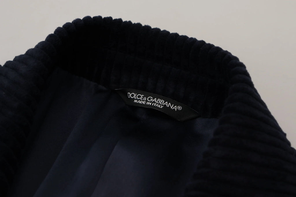 Dolce & Gabbana Black Cotton Cardigan Long Coat Men Jacket by Dolce & Gabbana