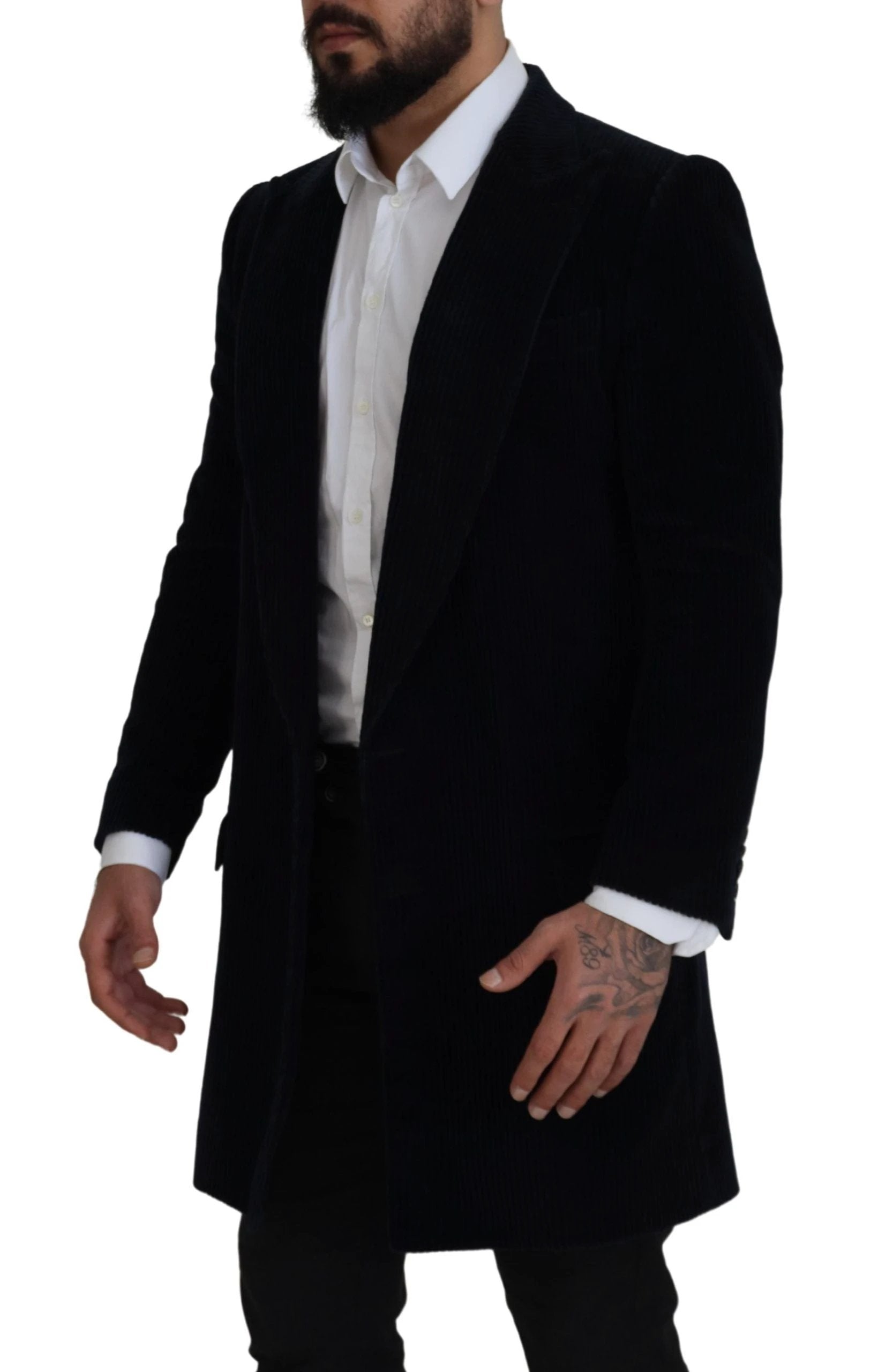 Dolce & Gabbana Black Cotton Cardigan Long Coat Men Jacket by Dolce & Gabbana