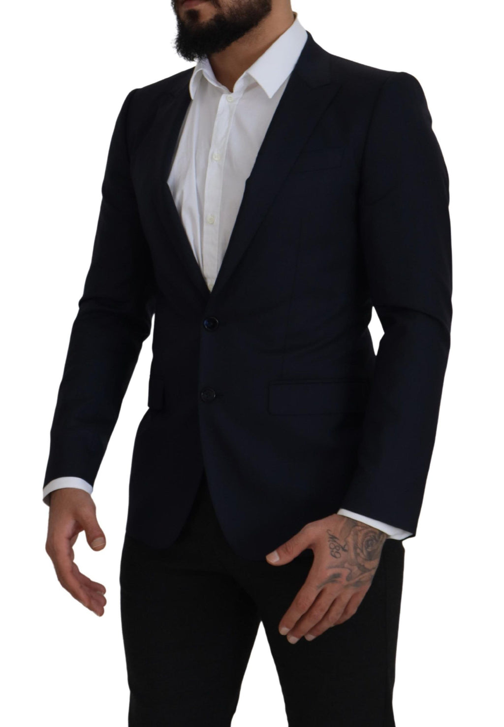 Dolce & Gabbana Blue Wool Single Breasted Coat Blazer by Dolce & Gabbana