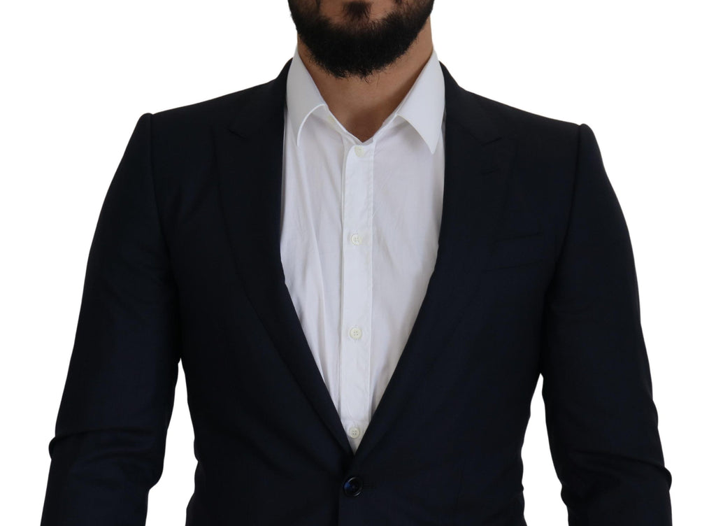 Dolce & Gabbana Blue Wool Single Breasted Coat Blazer by Dolce & Gabbana