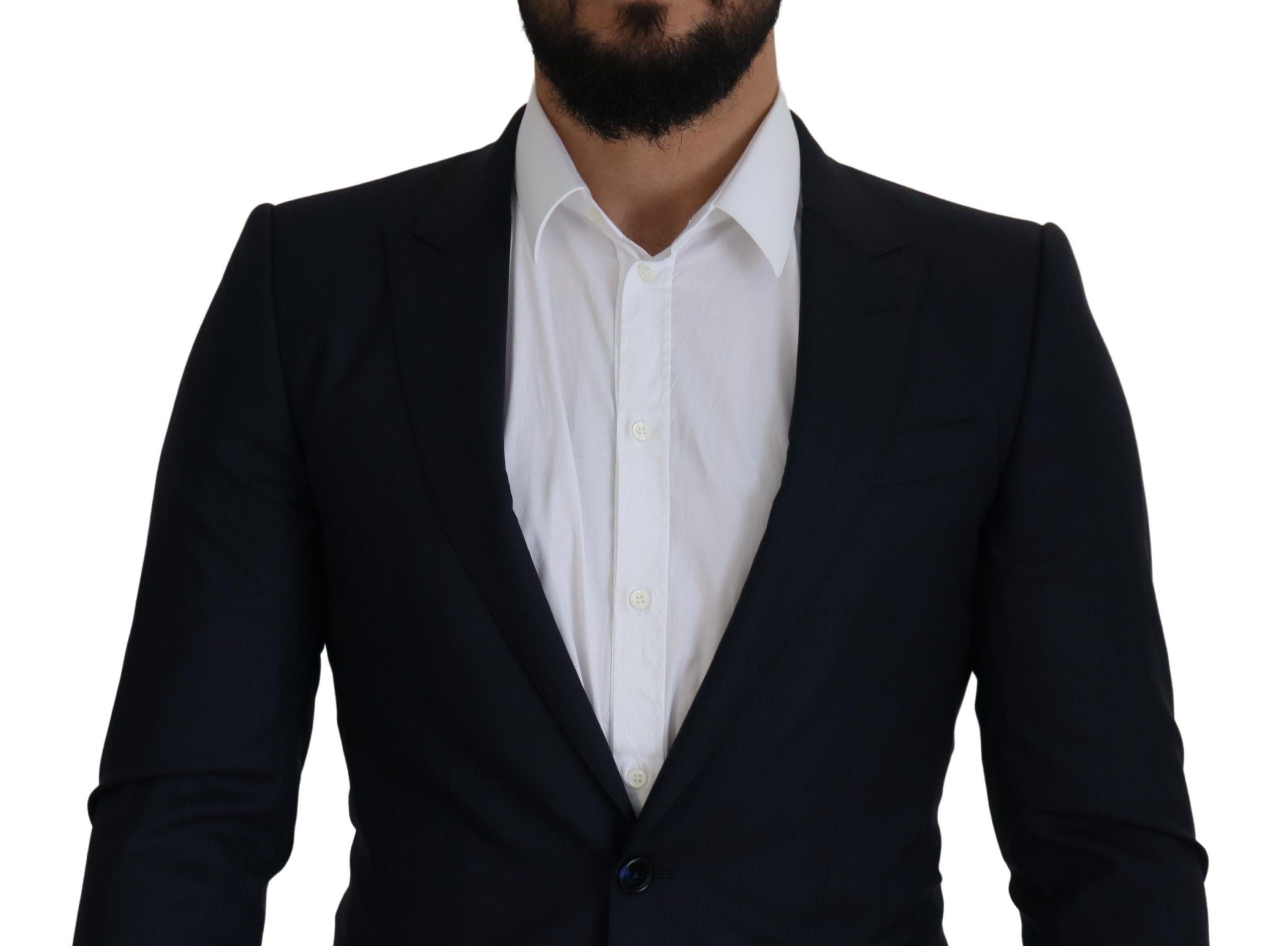 Dolce & Gabbana Blue Wool Single Breasted Coat Blazer by Dolce & Gabbana