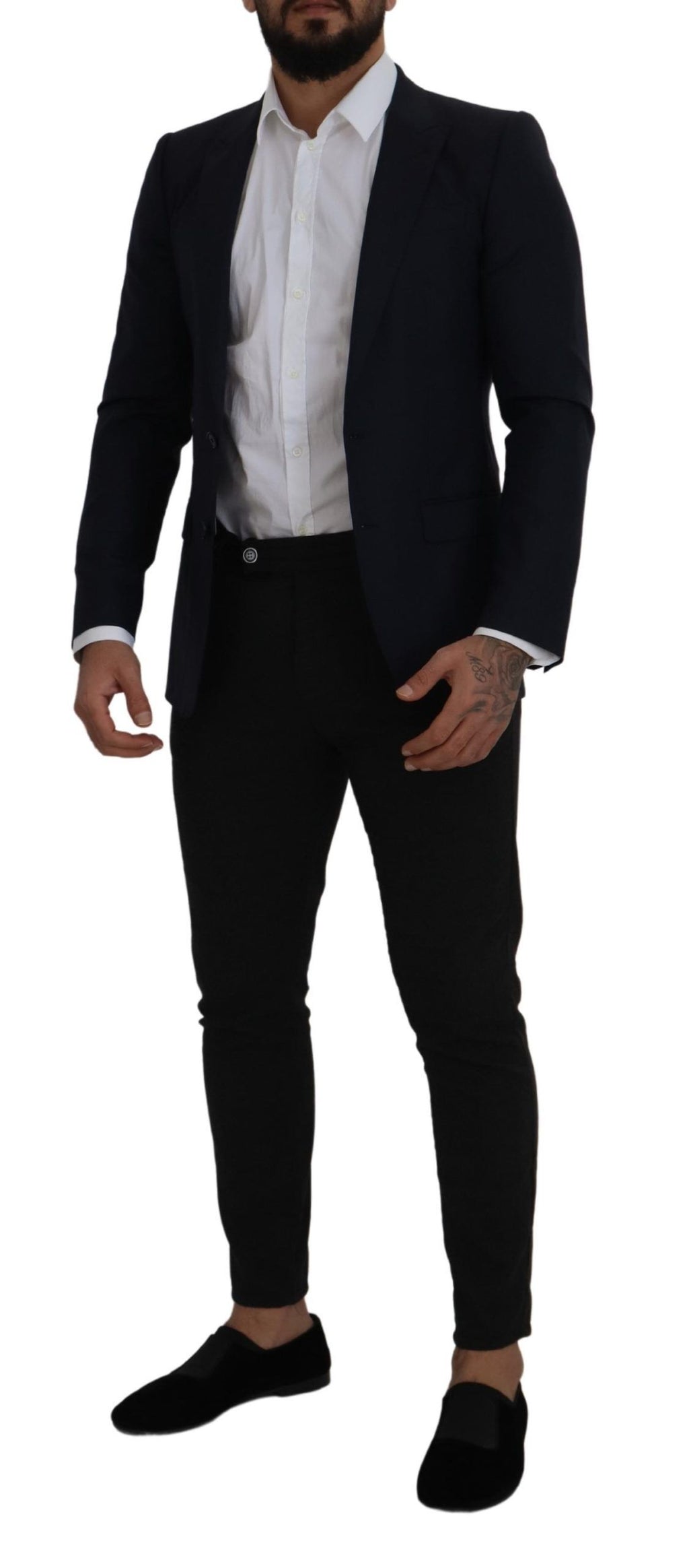 Dolce & Gabbana Blue Wool Single Breasted Coat Blazer by Dolce & Gabbana