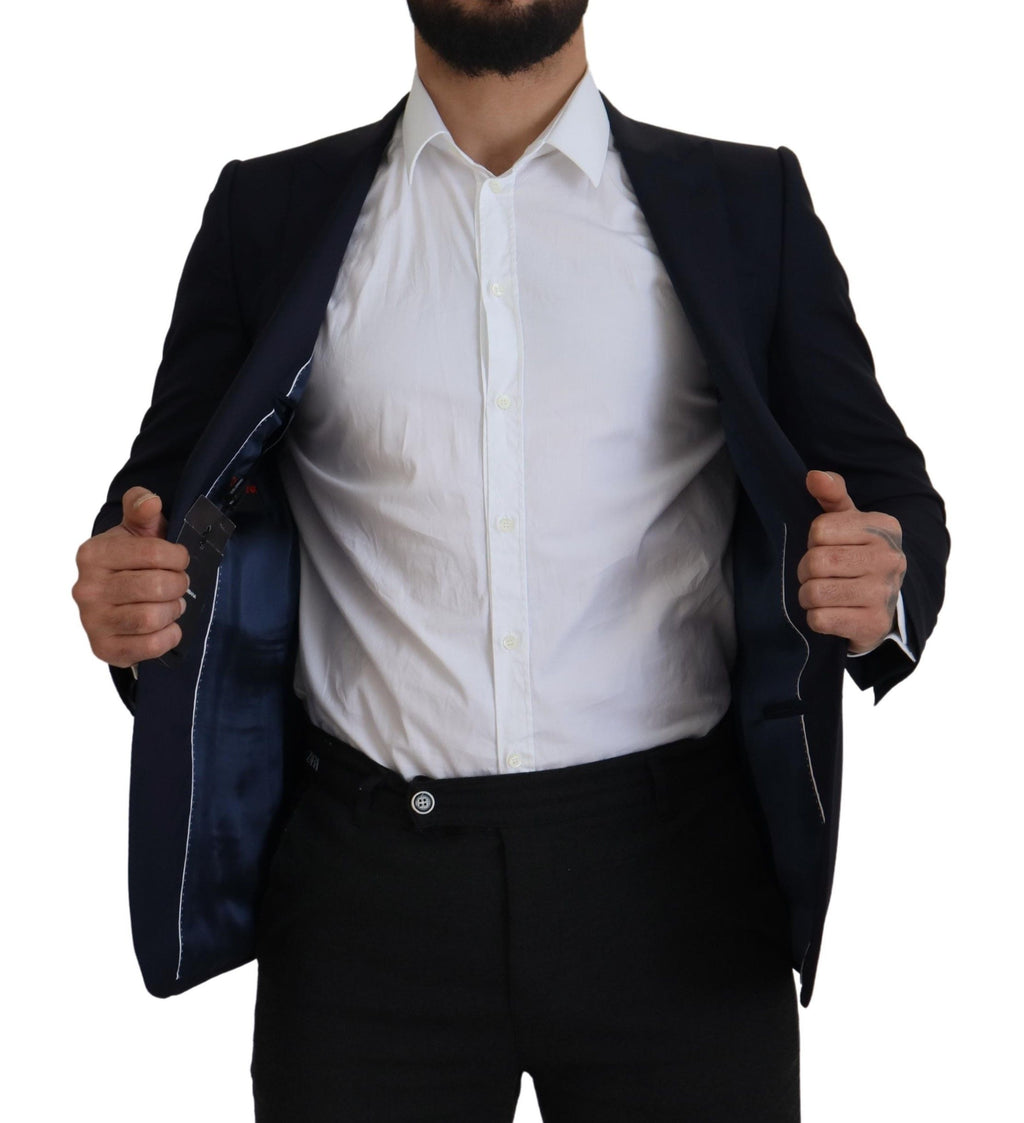 Dolce & Gabbana Blue Wool Single Breasted Coat Blazer by Dolce & Gabbana