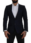 Dolce & Gabbana Blue Wool Single Breasted Coat Blazer by Dolce & Gabbana