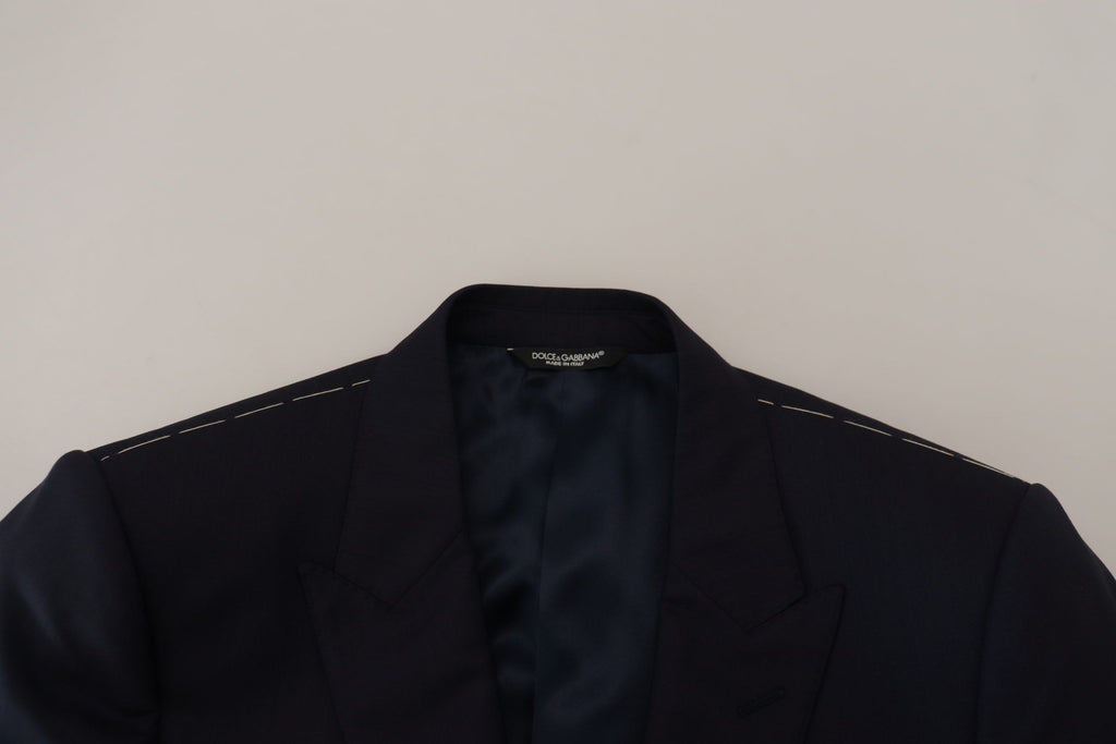 Dolce & Gabbana Blue Wool Single Breasted Coat Blazer by Dolce & Gabbana