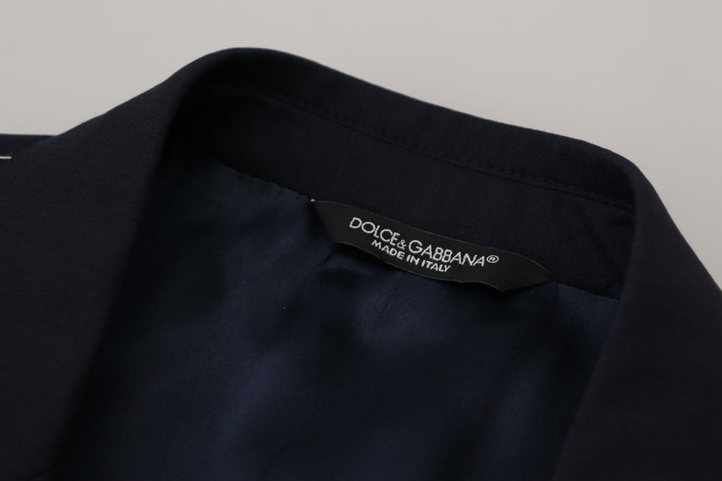 Dolce & Gabbana Blue Wool Single Breasted Coat Blazer by Dolce & Gabbana