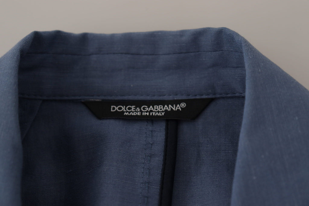 Dolce & Gabbana Blue Single Breasted Logo Blazer Jacket by Dolce & Gabbana