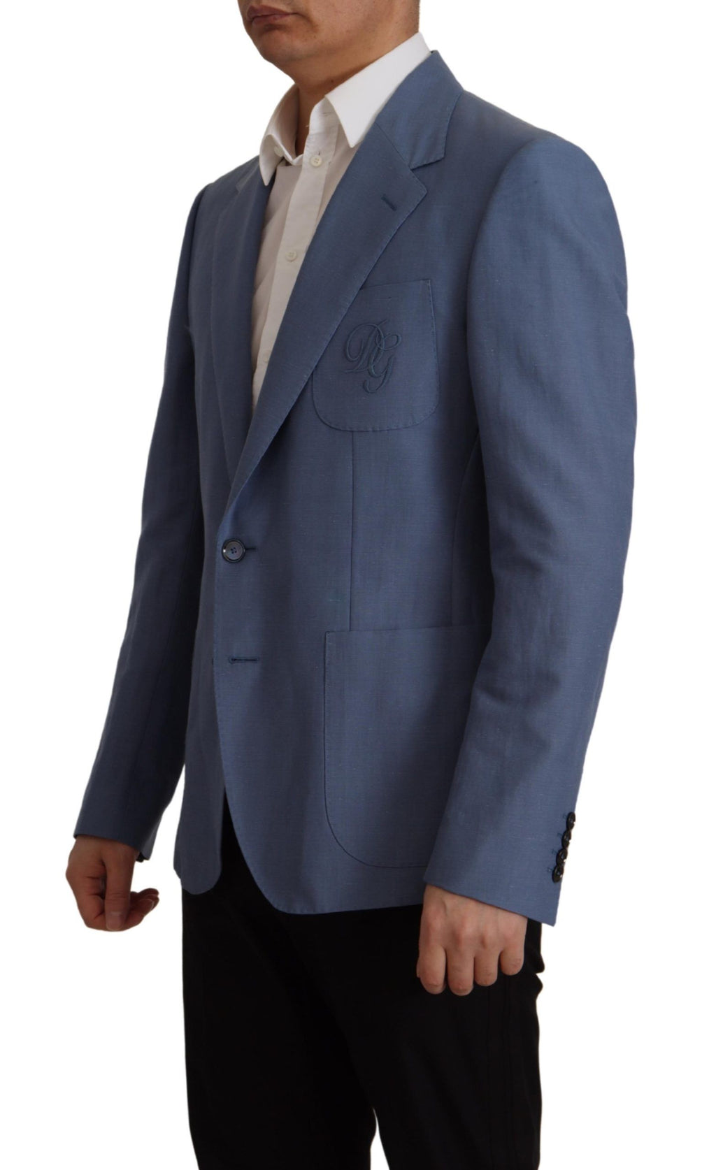 Dolce & Gabbana Blue Single Breasted Logo Blazer Jacket by Dolce & Gabbana