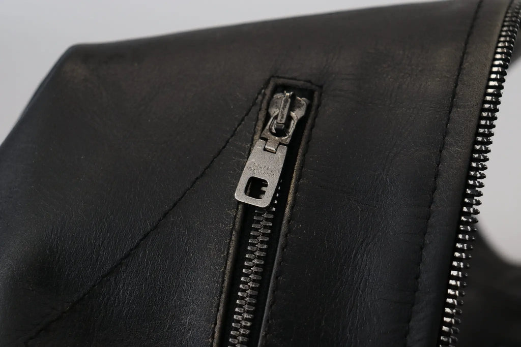 Veste de motard en cuir noir zippée Dolce &amp; Gabbana
